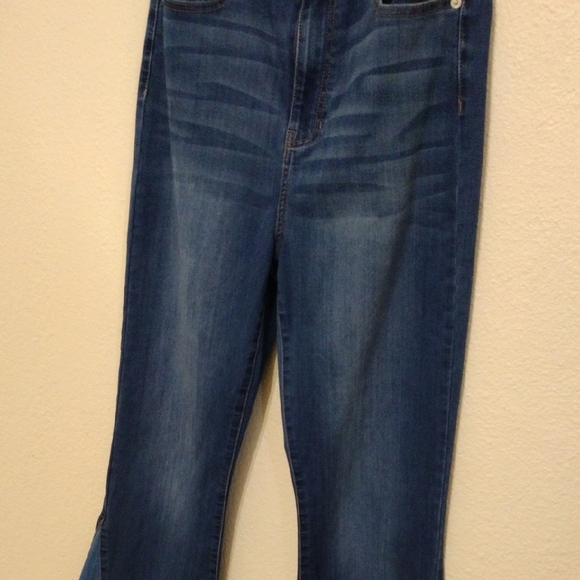 Fashion Nova Blue and Silver Flare Jeans - Picture 5 of 9